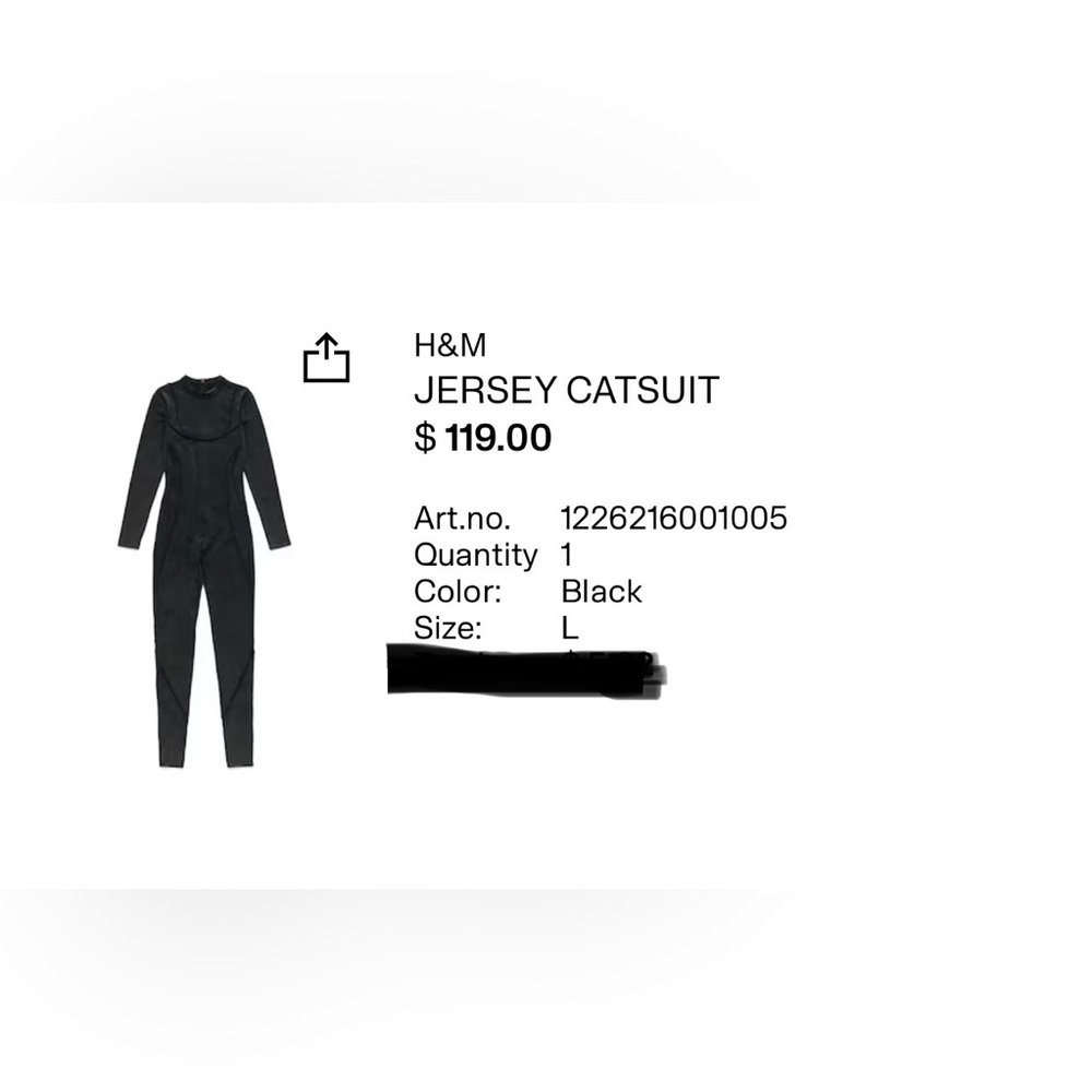 H2 H&M Black Jumpsuit Heron Preston